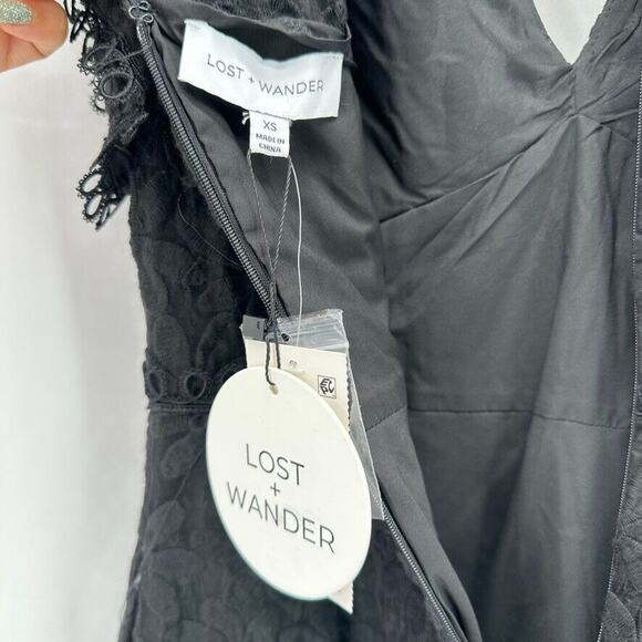 Lost + Wander Madonna Blossom Organza Midi Dress Size XS Black Lace Coquette NWT - Picture 9 of 12
